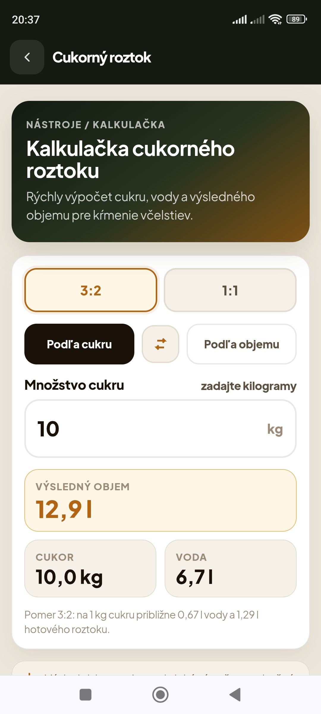 Kalkulačka cukorného roztoku
